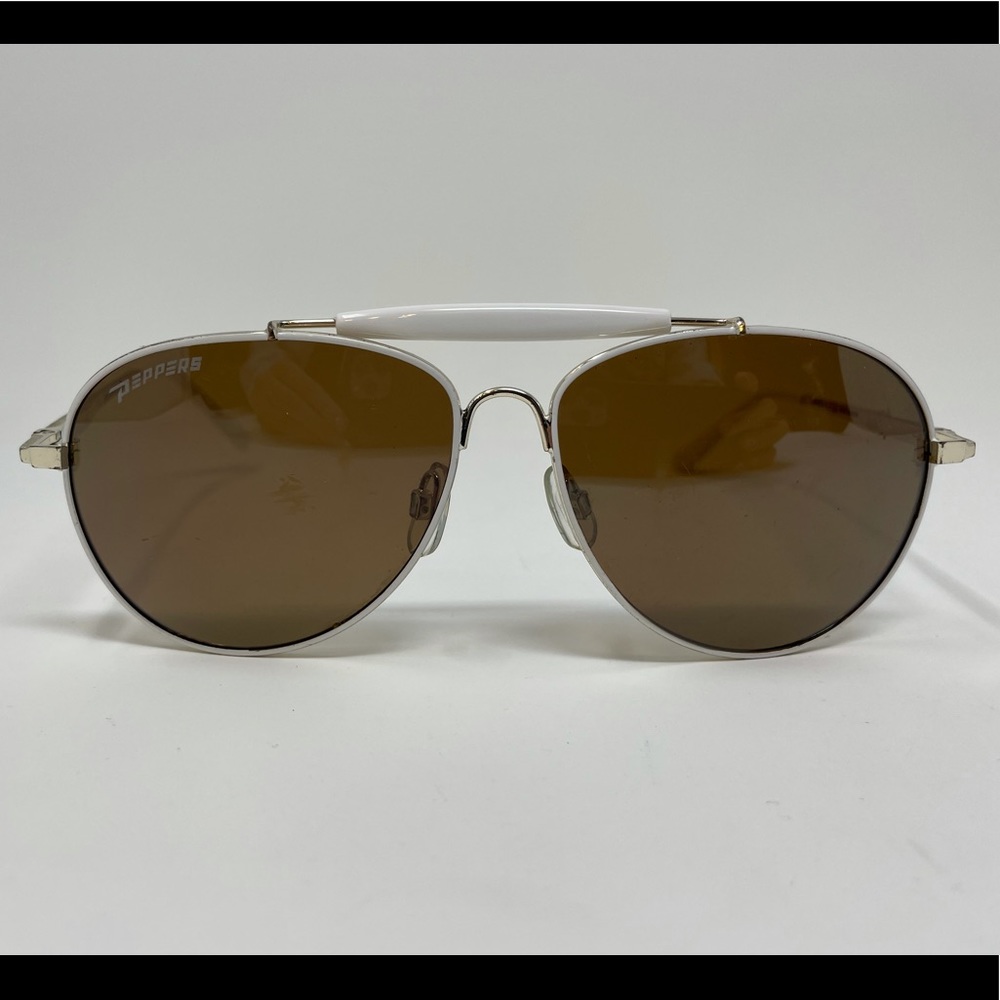 Peppers USA white aviator sunglasses